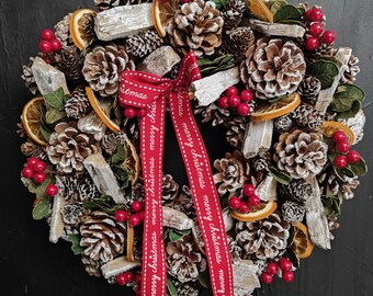 Ready to ship. Traditional Christmas door wreath.