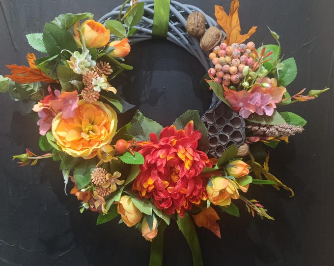 Chrysanthemum artificial flowers handmade door wreath with berries