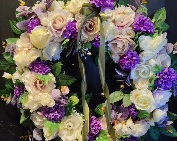 25 inches artificial flowers handmade door wreath