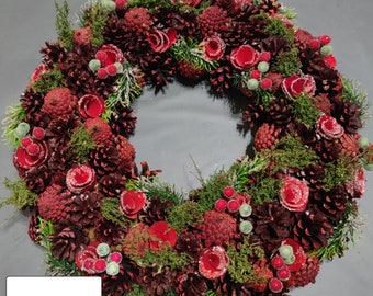 Ready to ship. Traditional Christmas door wreath.