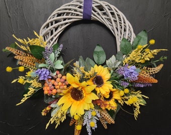 Summer Sunflower artificial flowers handmade door wreath