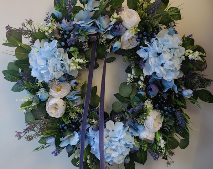 70 cm hydrangea and roses artificial flowers handmade door wreath.