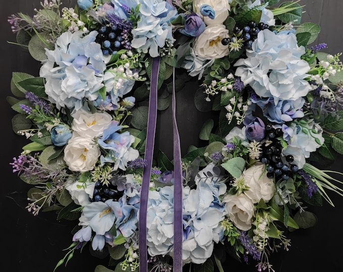 70 cm hydrangea and roses artificial flowers handmade door wreath.