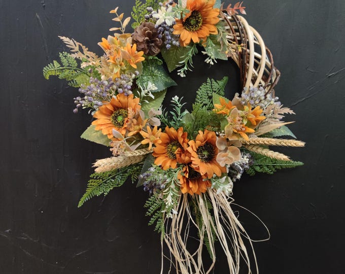 Summer Autumn artificial flowers handmade door wreath #3
