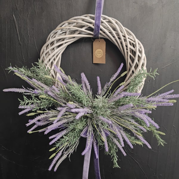 Lavender artificial flowers handmade door wreath