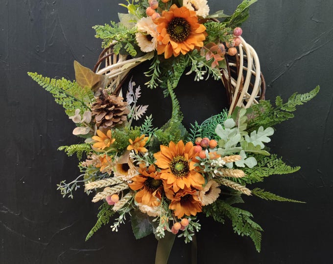 Summer Autumn artificial flowers handmade door wreath #2