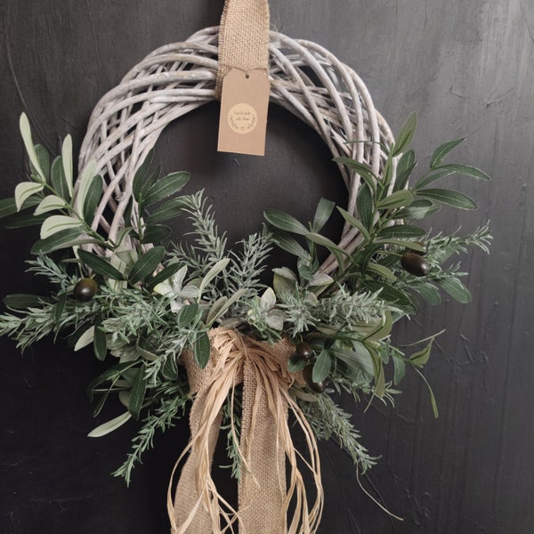 Simple olive and rosemary artificial flowers handmade door wreath    *8*