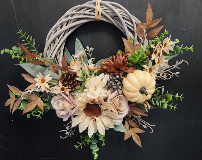 Rustic Sunflower artificial flowers handmade door wreath