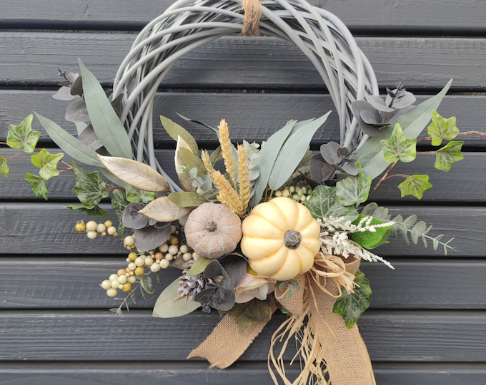 Pumpkin artificial handmade door wreath