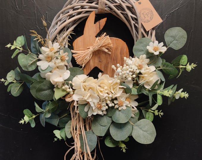 Spring rabbit artificial flowers handmade door wreath #2