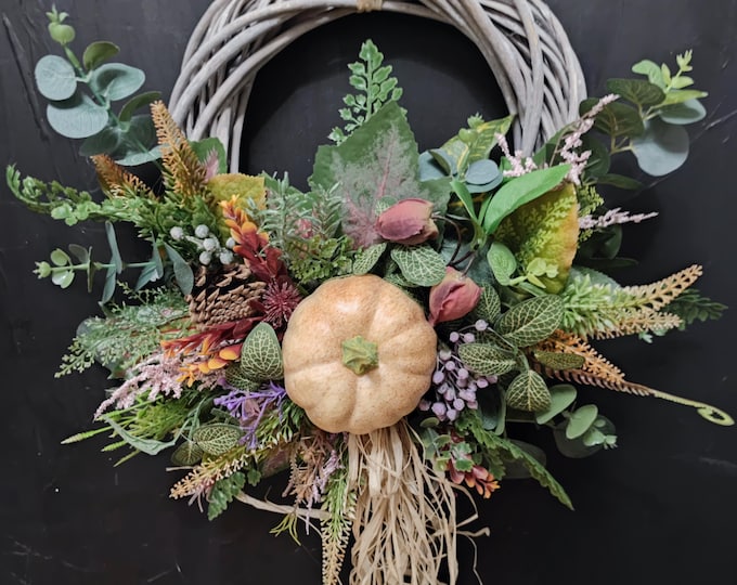 Autumn pumpkin artificial flowers handmade door wreath