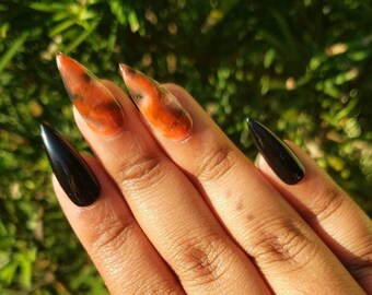 Black Smokey Nails Custom Size Reusable Apres Gel X Press-on | Etsy