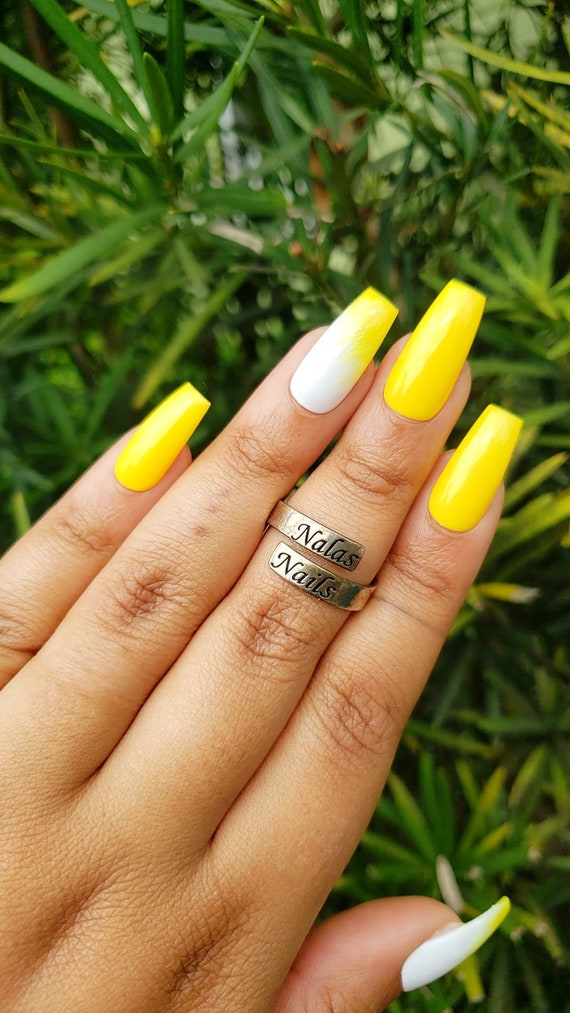 10%off Late Ship Sale Yellow and White Nails Custom Size - Etsy ...