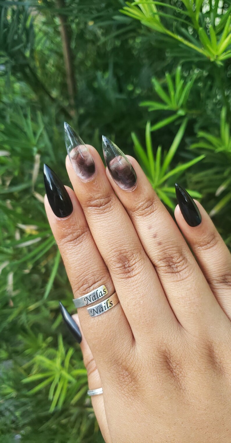 Black Smokey Nails Custom Size Reusable Apres Gel X Press-on | Etsy