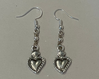 Milagro Earrings, Sacred Hearts Earrings, Mexican Ex Voto Earrings, Mexico Jewelry