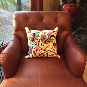 LARGE OTOMI PILLOW Cover, Mexican Throw Pillow, Tenango Pillow Case, Otomi Pillow, Mexican Hand Embroidered Pillow