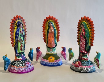 VIRGIN of GUADALUPE Statue, Guadalupe Figure, Clay Guadalupe Mexico, Mexico Religious Home