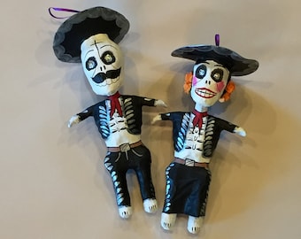 DAY of the DEAD MARIACHI Ornaments, Paper Mache, Mexican Skeleton, Skull, Mexican Skeleton, Day of the Dead Skeleton