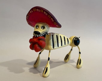 Day of the Dead Dog, Dia de los Muertos Dog, Dog with Pumpkin, Miniature Day of Dead Dog, Calavera Dog