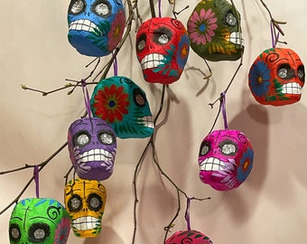 CALAVERA ORNAMENT, Paper Mache, Sugar Skull Ornament, Mexican Ornament, Day of the Dead Ornament, Dia de los Muertos Ornament