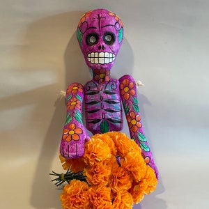 X-Large Paper Mache Mexican Calavera, Bright Purple, Day of the Dead Skeleton, Dia de los Muertos Ornament, Paper Mache Skull