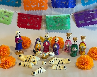 Day of the Dead Nativity Set, Mexican Nativity, Day of the Dead Decor, Dia de los Muertos Decor, Calavera Nativity