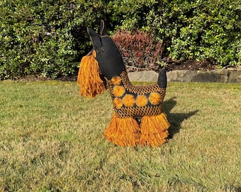 Large HANDMADE Schnauzer, ONE-of-a-Kind, Hand stitched Mexican Plushie, Mexican Plush Toy, Mexican Toy