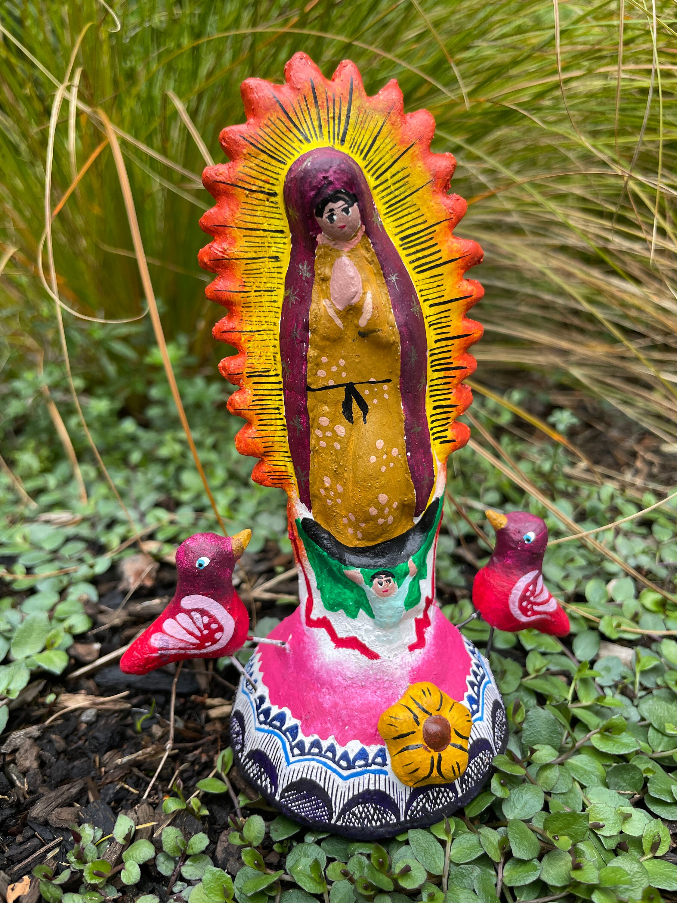 VIRGIN of GUADALUPE Statue, Guadalupe Figure, Clay Guadalupe