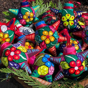 Piñata Ornament, 5-Point, Christmas in Mexico, Mexico Tree Ornament, Clay Ornament Mexico, Mexico Piñata