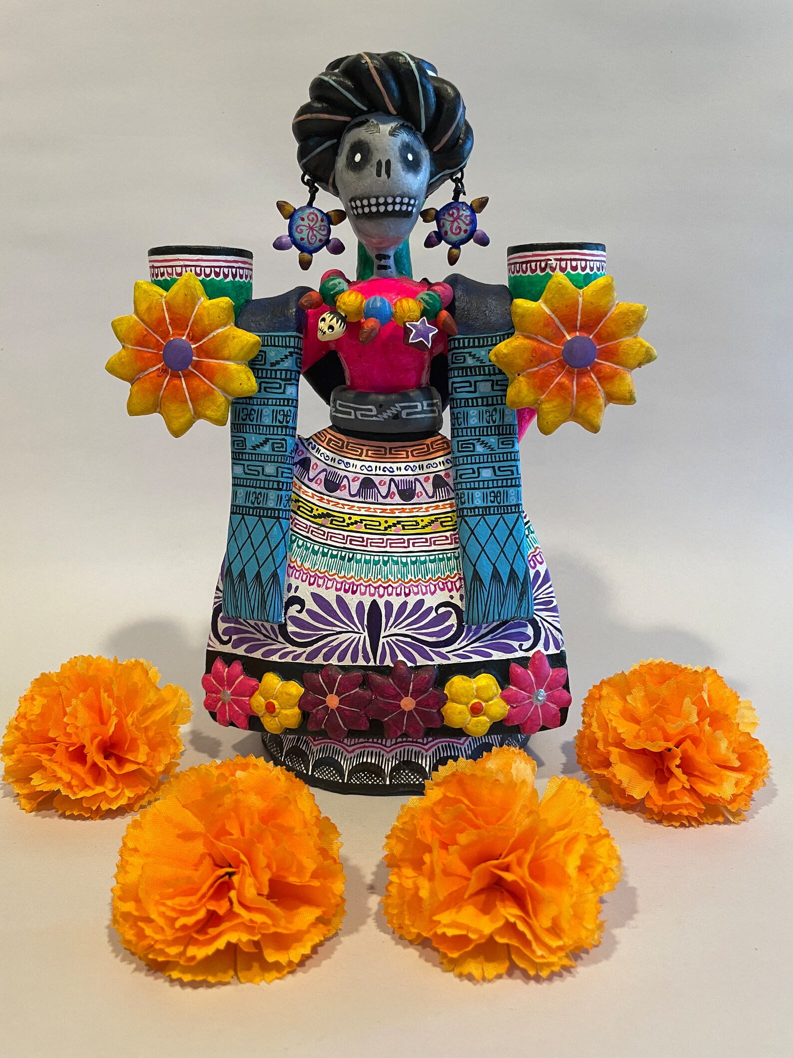 Handmade FRIDA CANDELABRA Clay Day of the Dead Dia De Los Etsy