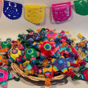 SET of THREE Mexican PINATA Ornaments, Mexican Christmas Ornament, Paper Mache Ornament, Mexican Navidad,