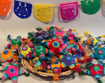 SET von drei mexikanischen PINATA Ornamenten, mexikanische Weihnachtsverzierung, Papiermaché-Verzierung, mexikanischer Navidad,