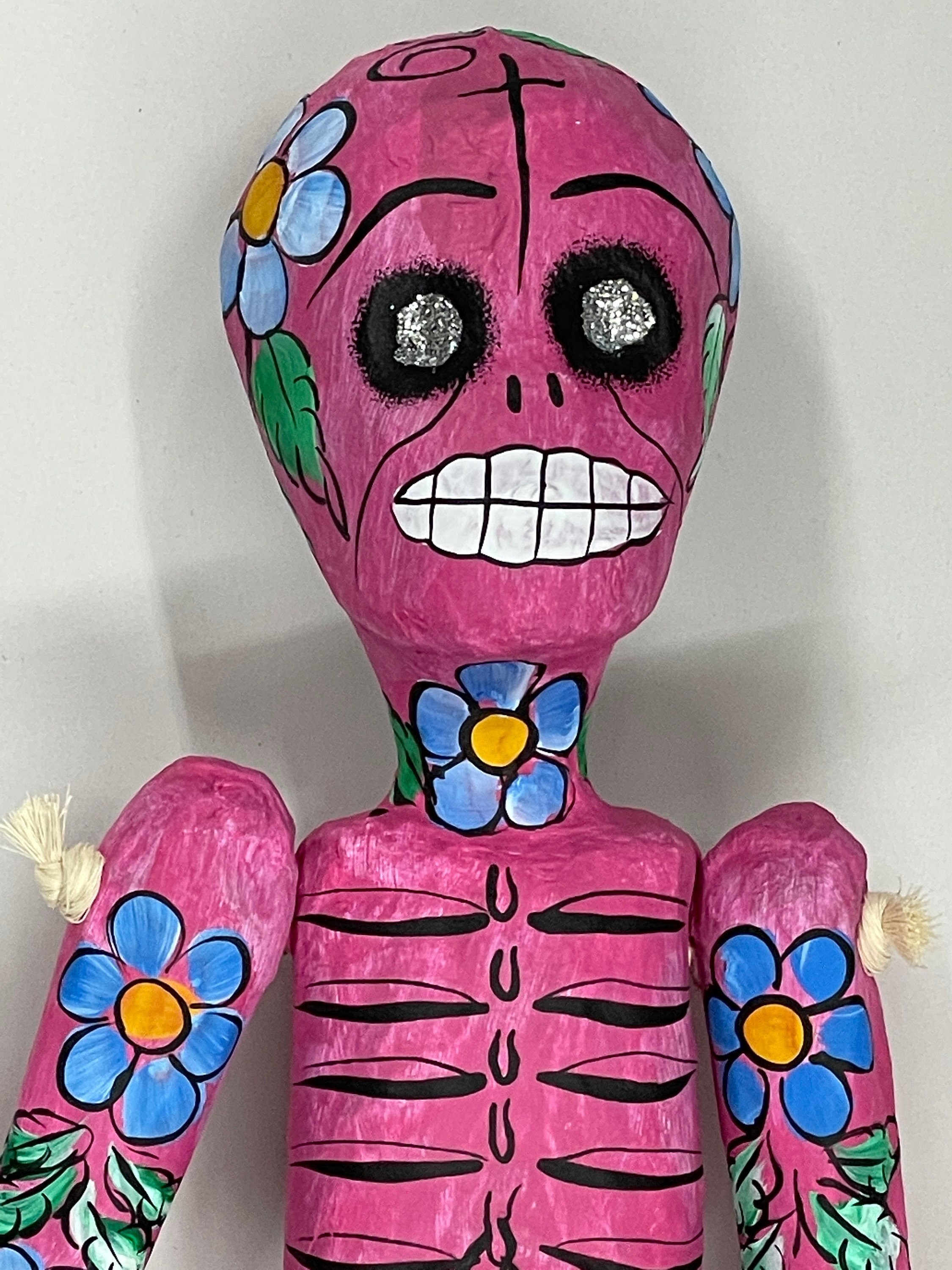Calavera Mexicana de Papel Maché X-Large Melocotón/Rosa - Etsy México Calavera Mexicana de Papel Maché X-Large Melocotón/Rosa - Etsy México