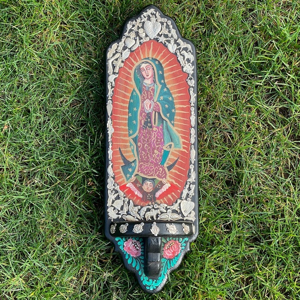 Virgin of Guadalupe Altar, Guadalupe Retablo, Mexican Nicho, Antique Guadalupe Nicho, Guadalupe Milagros