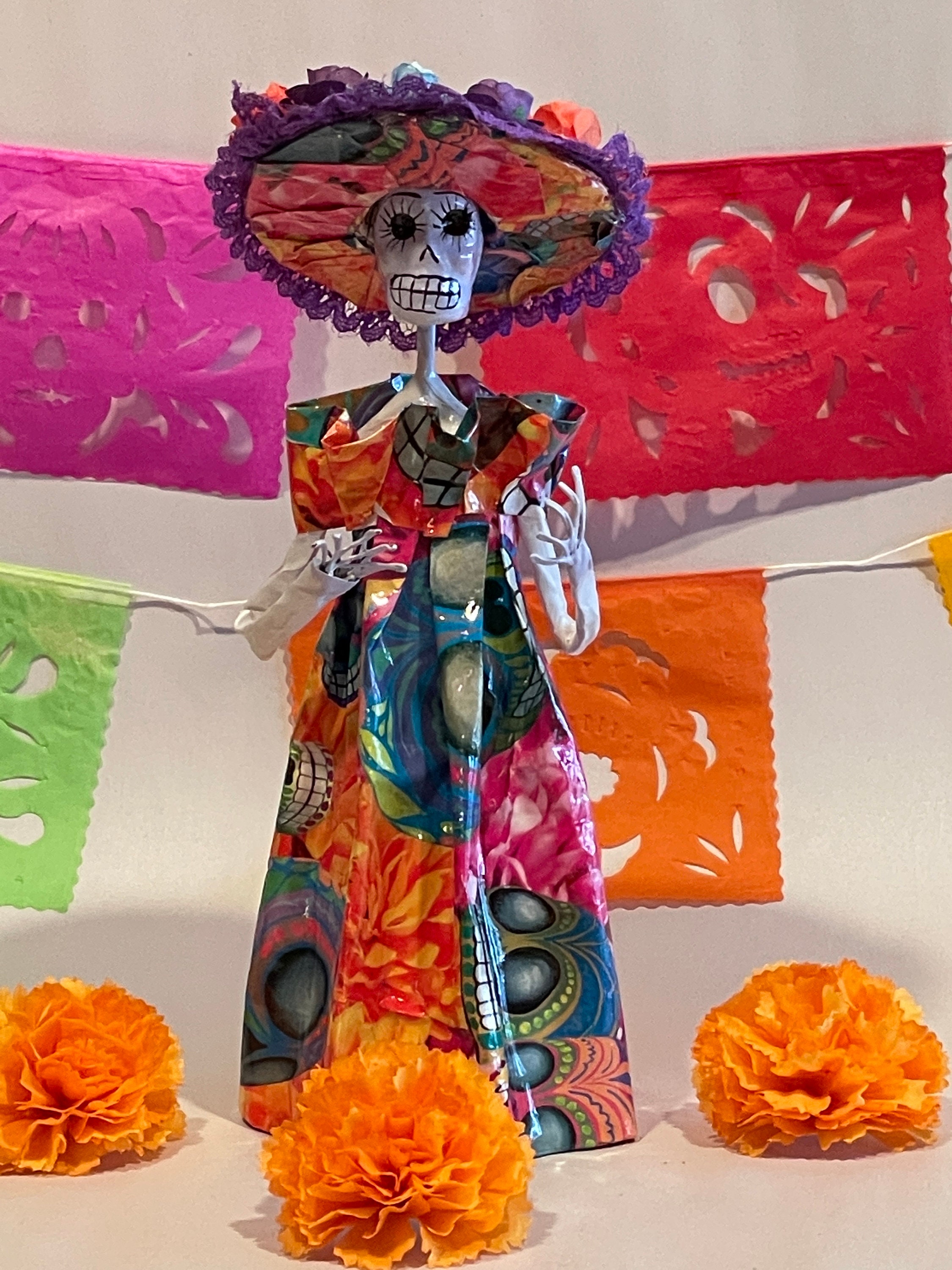 salvar alto servidor Catrina Día de Muertos CATRINA con Sombrero Papel Mache - Etsy España