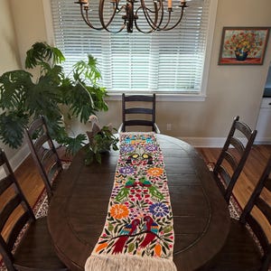 Handwoven Chiapas Table Runner: Mexican Embroidered Wall Art