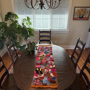 Handwoven Chiapas Table Runner: Mexican Embroidered Wall Art