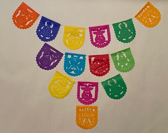 CHRISTMAS Papel Picado, MINI Papel Picado, Christmas Banner, Papel Picado Small, Mini Mexican Flag Banner, Fiesta Banner Navidad