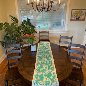 OTOMI TABLE Runner, WIDE, Hand Embroidered Runner, Tenango Runner, Mexican Wall Art, Mexican Wall Hanging, Mexican Table Runner
