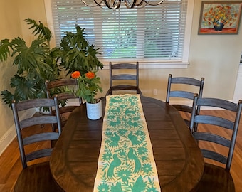 OTOMI TABLE Runner, WIDE, Hand Embroidered Runner, Tenango Runner, Mexican Wall Art, Mexican Wall Hanging, Mexican Table Runner