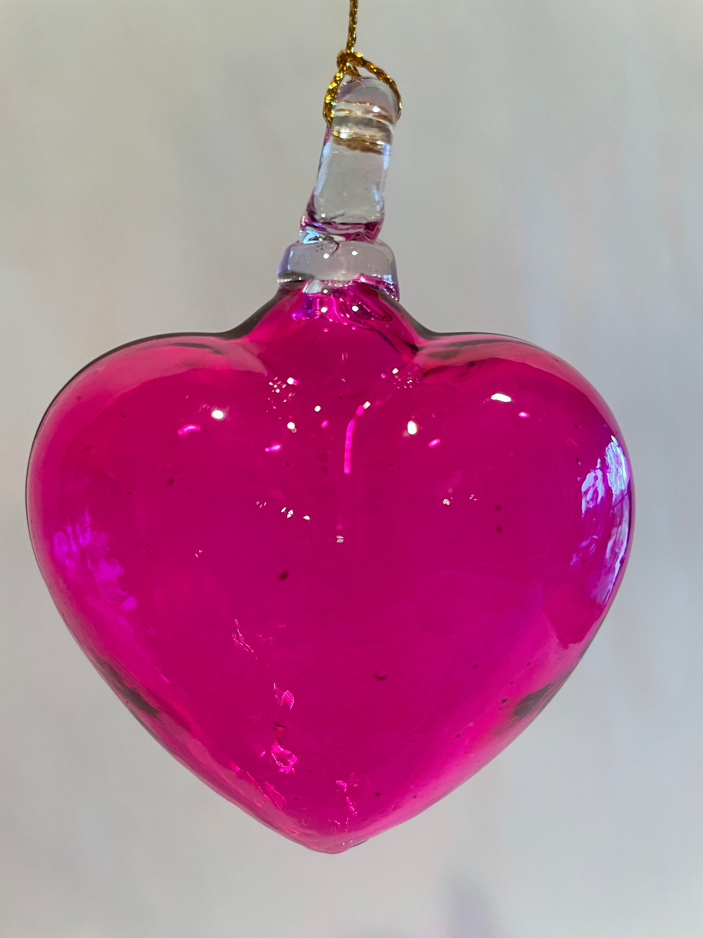 Singles or Case Packs Blown Glass Heart Ornaments 