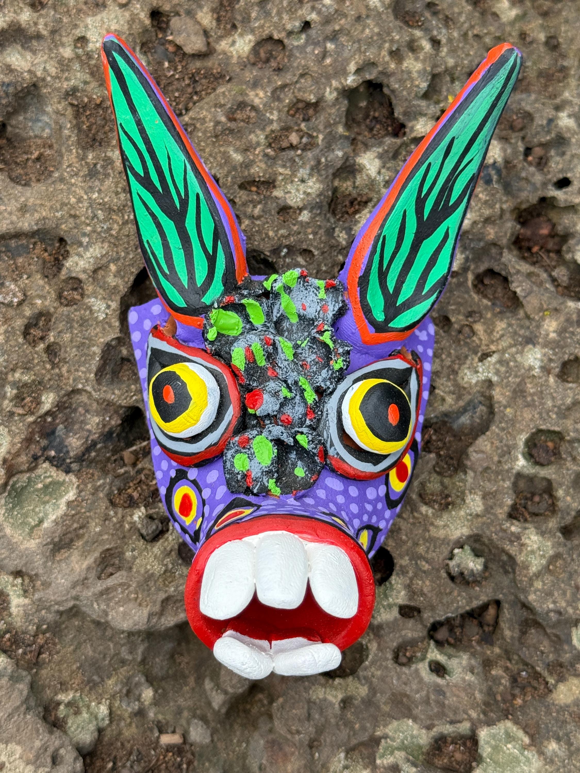 ミチョアカン州の小さな「悪魔」の仮面、メキシコの民芸品、オクミチョ