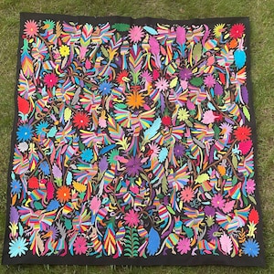 Very LARGE and Stunning OTOMI TAPESTRY, Tenango Tapestry, Otomi Wall Art, Mexican Wall Art, Hand Embroidered Otomi Tapestry