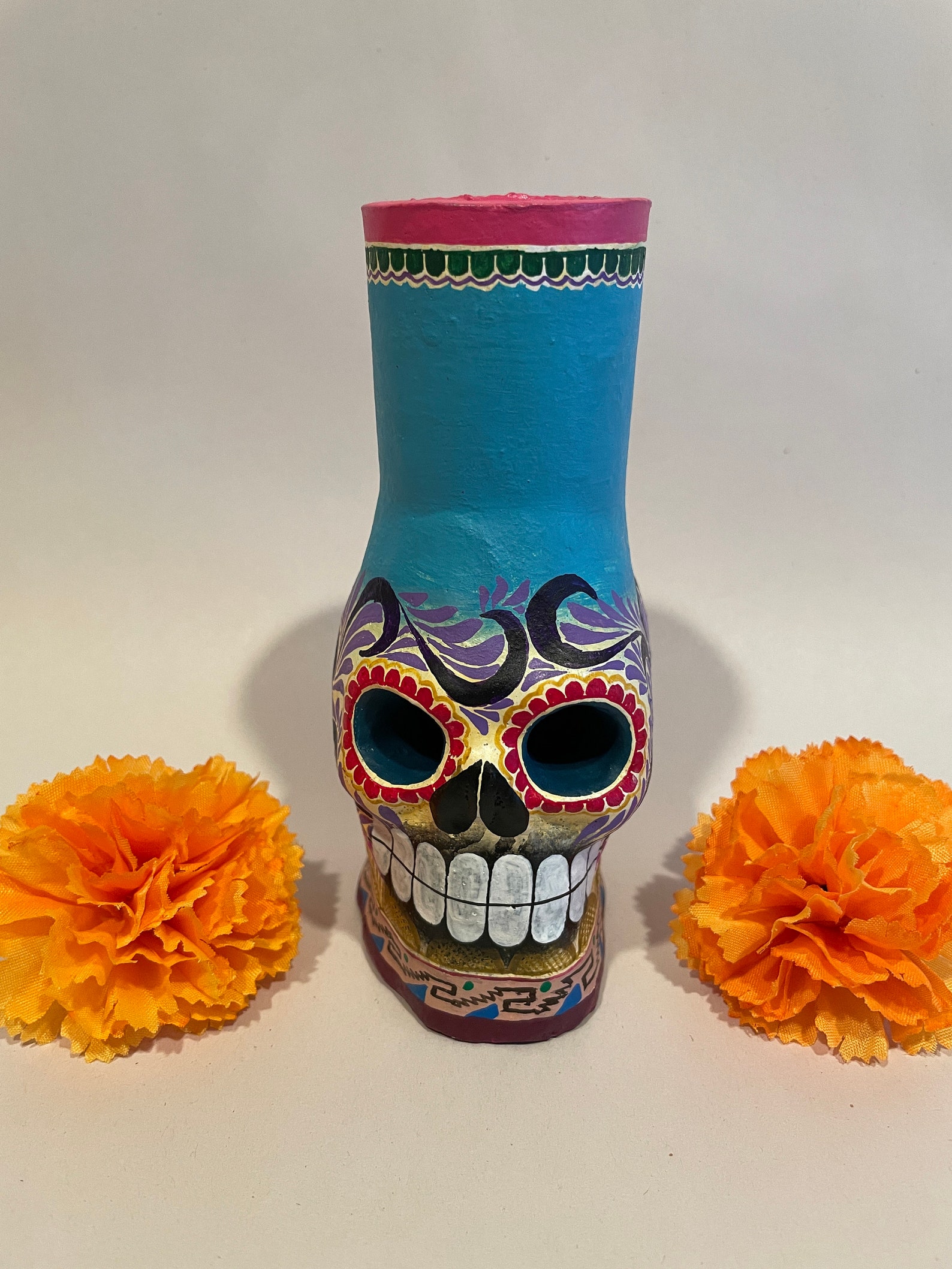 Dia De Los Muertos Candelabra Day of the Dead Skull Mexican Etsy