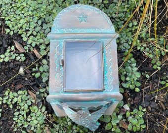 Étain Nicho vieilli, accents turquoise, étain Nicho mexicain