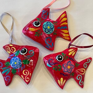 Fish Ornaments, Paper Mache, Mexican Christmas Ornament, Mexican Fish