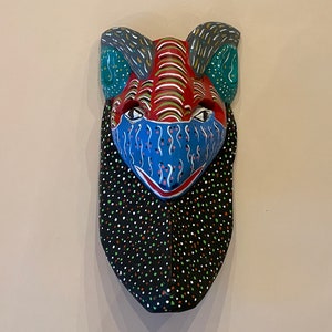 Medium Hand Carved Wooden Mask from Michoacan, Mexican Folk Art, Ocumicho Folk Art, Mexican Mask, Mexican Traditional Art