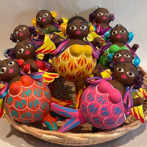 Bunte Meerjungfrau ORNAMENTE, Pappmaché, mexikanische Weihnachtsverzierung, mexikanische Meerjungfrau