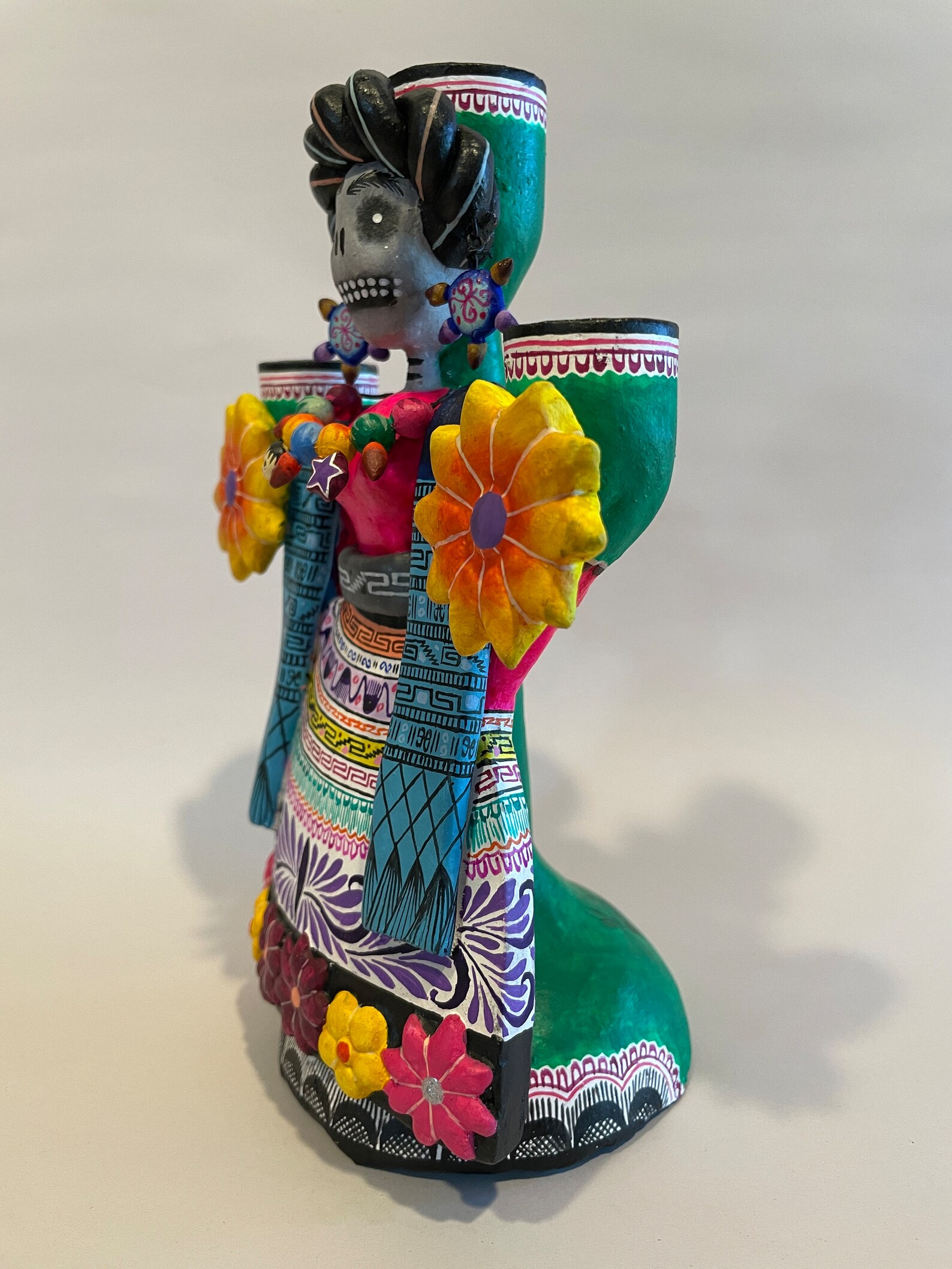 Handmade FRIDA CANDELABRA Clay Day of the Dead Dia De Los Etsy