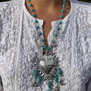 Mexican Flaming Heart Jewelry, Mexican Costume Jewelry, Mexican Milagro Jewelry, Mexico Milagros, Mexican Charms